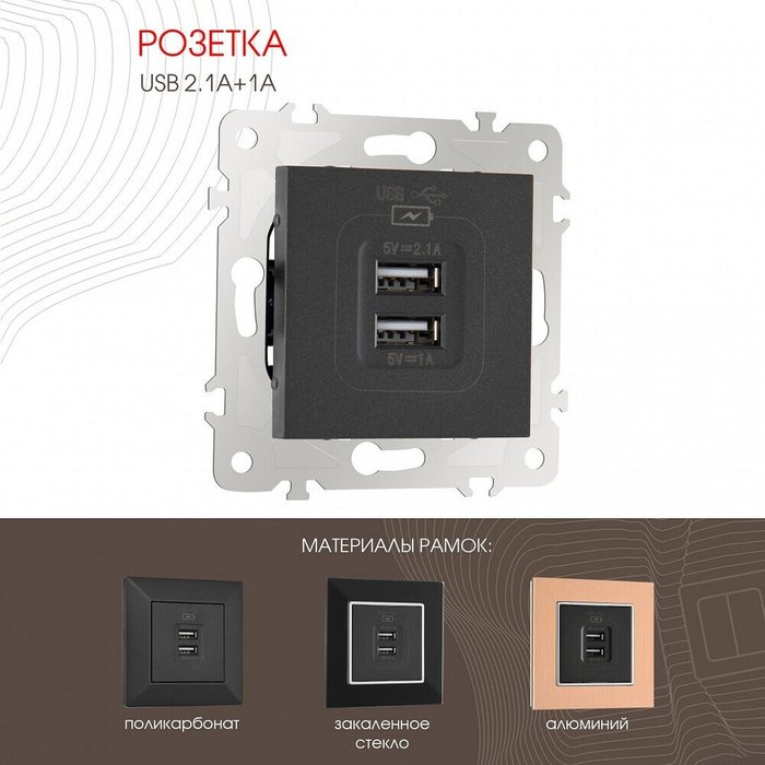 Розетка USB, без рамки 203.46-1.black - лучшие Розетки в INMYROOM Розетка USB, без рамки 203.46-1.black - лучшие Розетки в INMYROOM