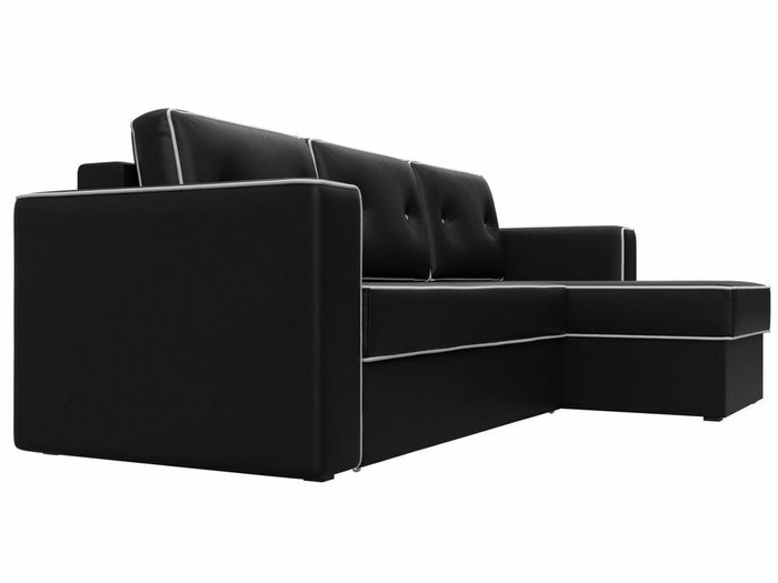 Угловой диван-кровать Принстон черного цвета (экокожа) правый угол - лучшие Угловые диваны в INMYROOM