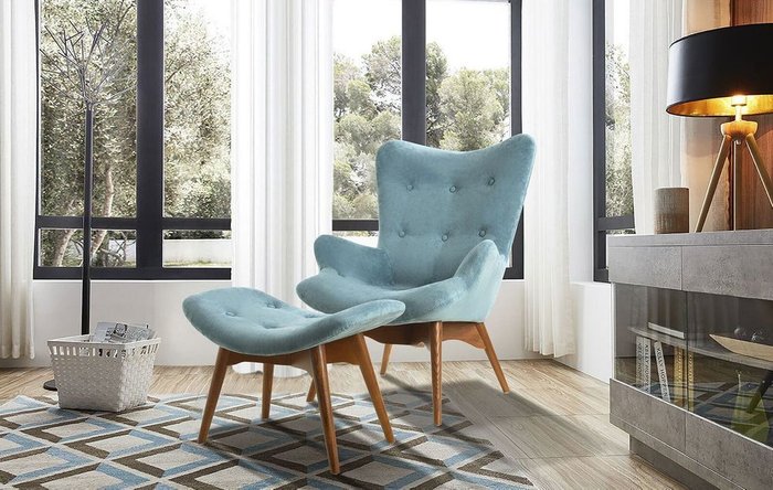 Кресло Contour голубого цвета - купить Интерьерные кресла по цене 47460.0
