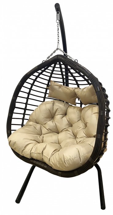 Кресло подвесное двойное Ортис коричневого цвета