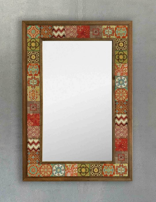 Настенное зеркало 43x63 с каменной мозаикой и композитным основанием - купить Настенные зеркала по цене 22495.0
