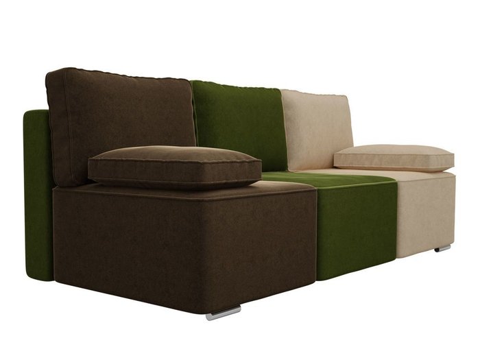 Прямой диван-кровать Радуга коричнево-бежево-зеленого цвета - лучшие Прямые диваны в INMYROOM