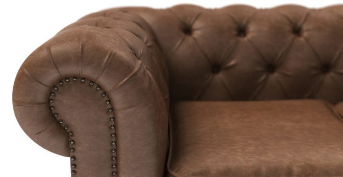 Двухместный диван Chesterfield Lux из экокожи бежевый - лучшие Прямые диваны в INMYROOM