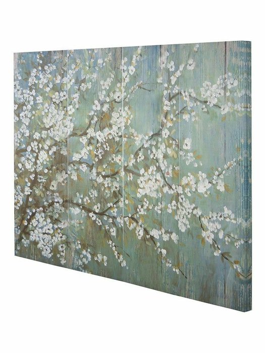 Набор из 4 картин Цветущая вишня бело-голубого цвета - лучшие Картины в INMYROOM