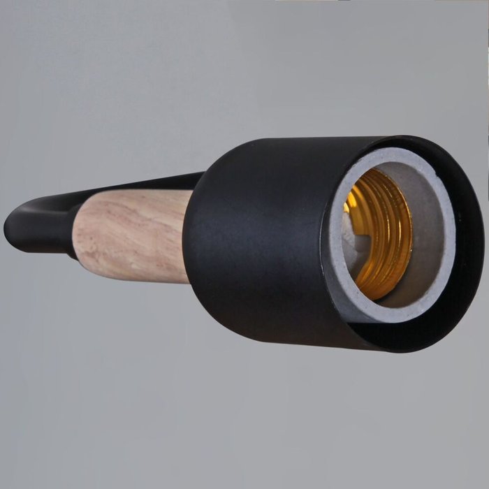 Люстра на штанге 10070-0.3-08 BK+WOOD (металл, цвет черный) - купить Подвесные люстры по цене 4340.0