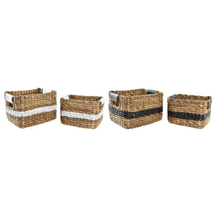 Плетеные корзины и коробки Набор корзин DKD Home Decor Белый Чёрный Натуральный Белый/Черный Полиуретан Деревянный Металл Натуральное волокно Колониальный Плетеные корзины и коробки Набор корзин DKD Home Decor Белый Чёрный Натуральный Белый/Черный Полиуретан Деревянный Металл Натуральное волокно Колониальный