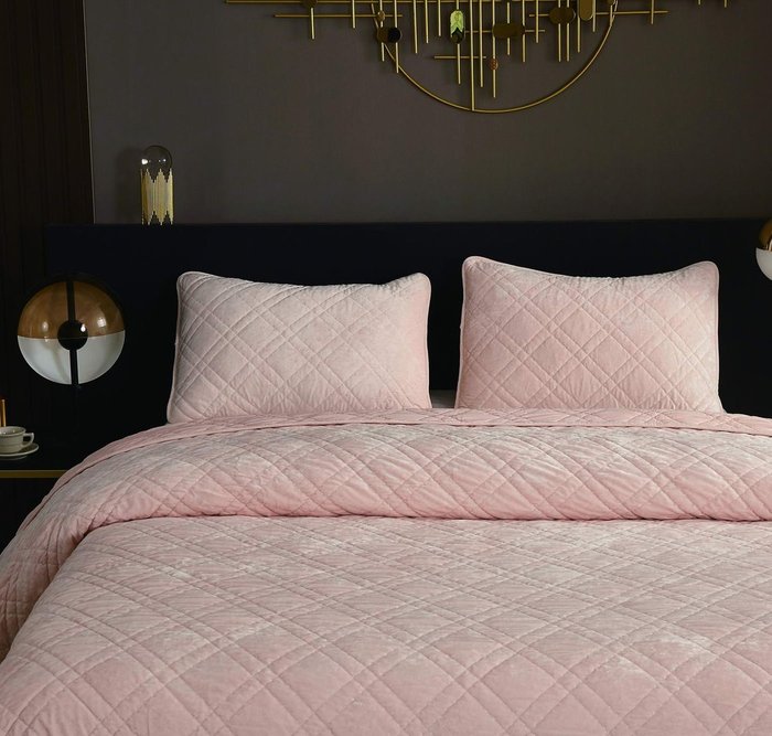 Покрывало с наволочкой Селена 160х220 нежно-розового цвета - лучшие Покрывала в INMYROOM