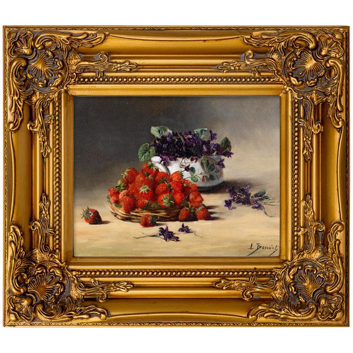 Репродукция картины Натюрморт с клубникой и полевыми цветами