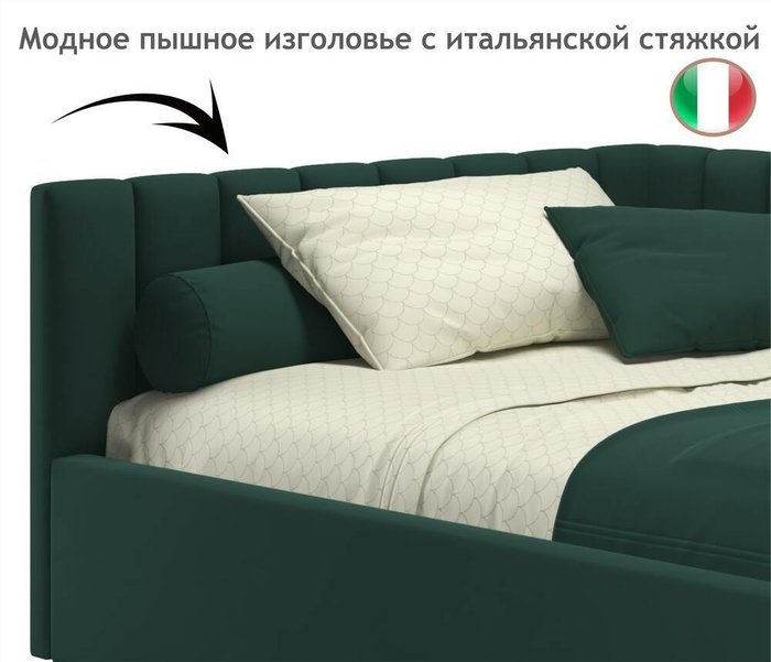 Кровать Milena 120х200 темно-зеленого цвета без подъемного механизма - лучшие Кровати для спальни в INMYROOM