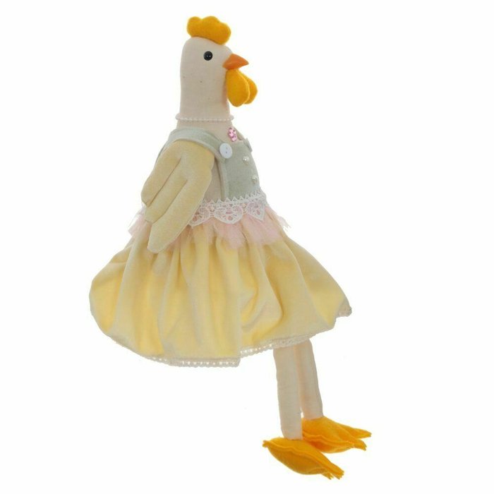 Игрушка набивная Курочка бело-желтого цвета Игрушка набивная Курочка бело-желтого цвета