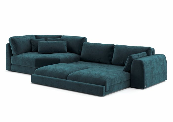 Диван-кровать Island темно-синего цвета с левым шезлонгом - купить Прямые диваны по цене 235220.0