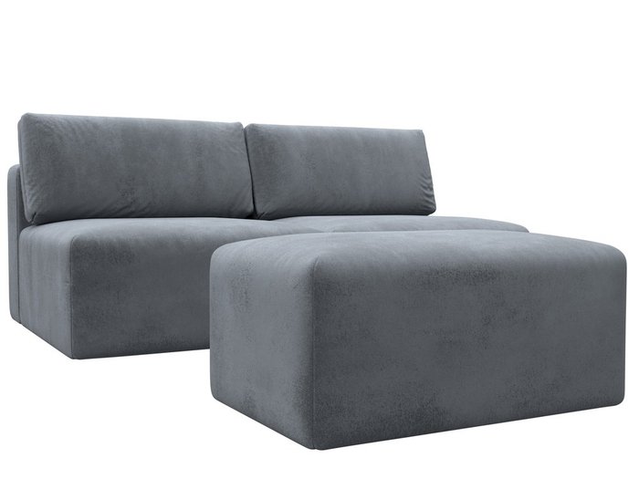 Модульный диван-кровать с пуфом Лига-060 серого цвета Модульный диван-кровать с пуфом Лига-060 серого цвета