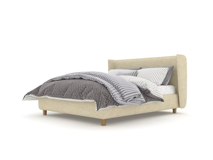 Кровать Стокгольм Box High 160х200 бежевого цвета с подъемным механизмом - лучшие Кровати для спальни в INMYROOM