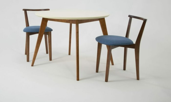 Обеденная группа Сканди D90 с двумя стульями сине-коричневого цвета - купить Обеденные группы по цене 32880.0