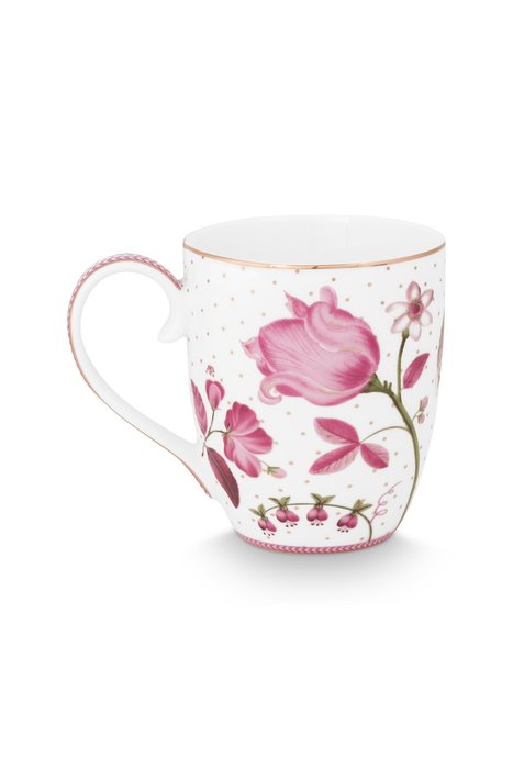 Набор из двух кружек XL Jolie Tulip Pink бело-розового цвета - лучшие Для чая и кофе в INMYROOM Набор из двух кружек XL Jolie Tulip Pink бело-розового цвета - лучшие Для чая и кофе в INMYROOM
