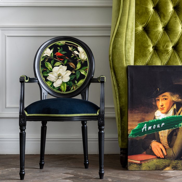 Стул Цветущая аристократка версия 1 черно-зеленого цвета - купить Обеденные стулья по цене 39000.0