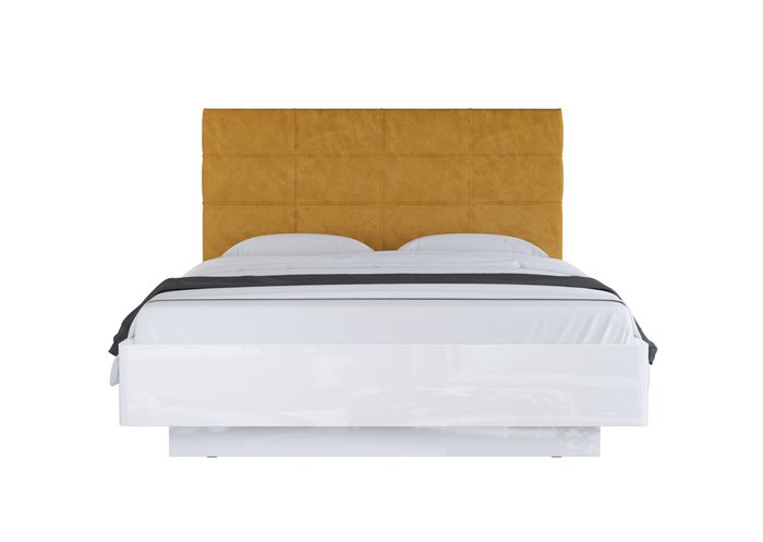 Кровать с подъемным механизмом Amber Comfort 140х200 желтого цвета с белым основанием - лучшие Кровати для спальни в INMYROOM