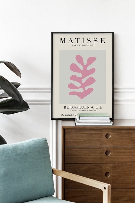Постер Matisse papiers decoupes pink 40x60 в раме черного цвета  - лучшие Принты в INMYROOM