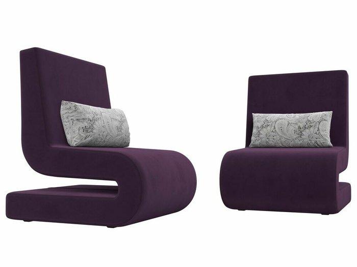 Набор из двух кресел Волна фиолетового цвета - купить Комплекты мягкой мебели по цене 35999.0