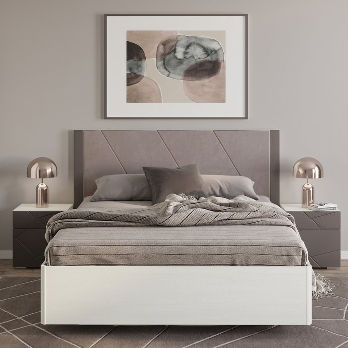 Кровать Селеста 160х200 с подъемным механизмом бело-коричневого цвета  - лучшие Кровати для спальни в INMYROOM