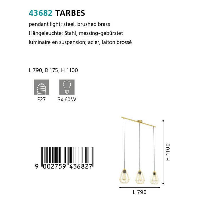 Подвесная люстра Tarbes из стали - купить Подвесные люстры по цене 7990.0