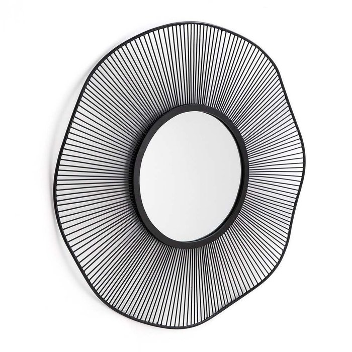 Зеркало настенное в виде солнца из проволоки Spyk черного цвета - купить Настенные зеркала по цене 11668.0