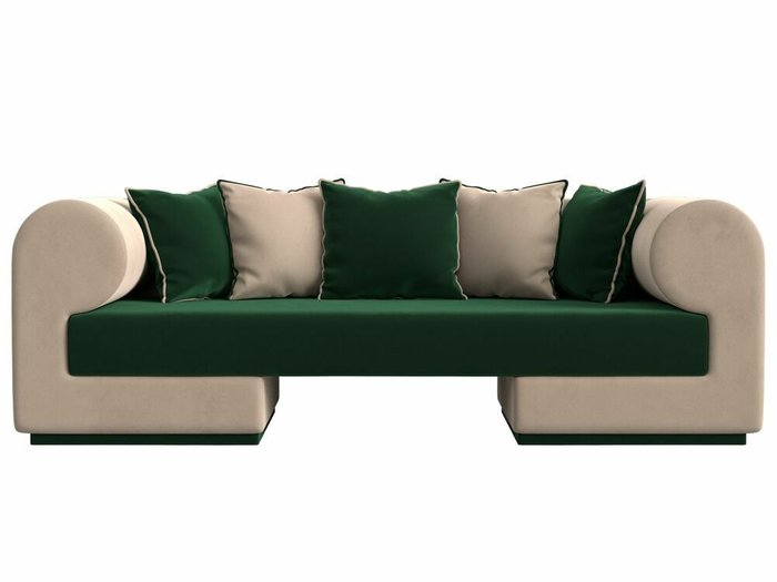 Прямой диван Кипр зелено-бежевого цвета - купить Прямые диваны по цене 49999.0