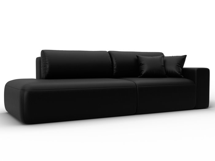 Диван-кровать Лига 036 Модерн черного цвета с правым подлокотником (экокожа)