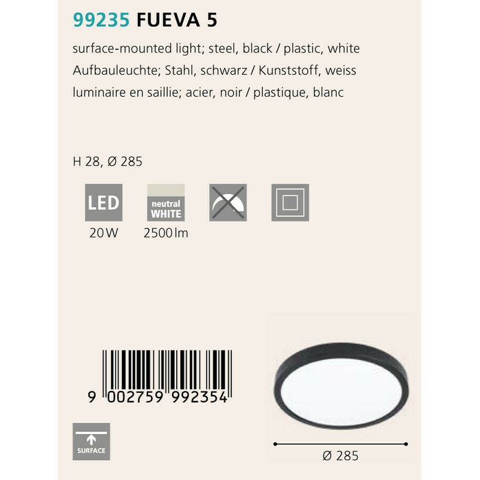 Светильник точечный Eglo Fueva 5 99235 - купить Потолочные светильники по цене 4090.0