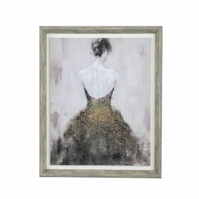 Картина Дама 44х54 серого цвета