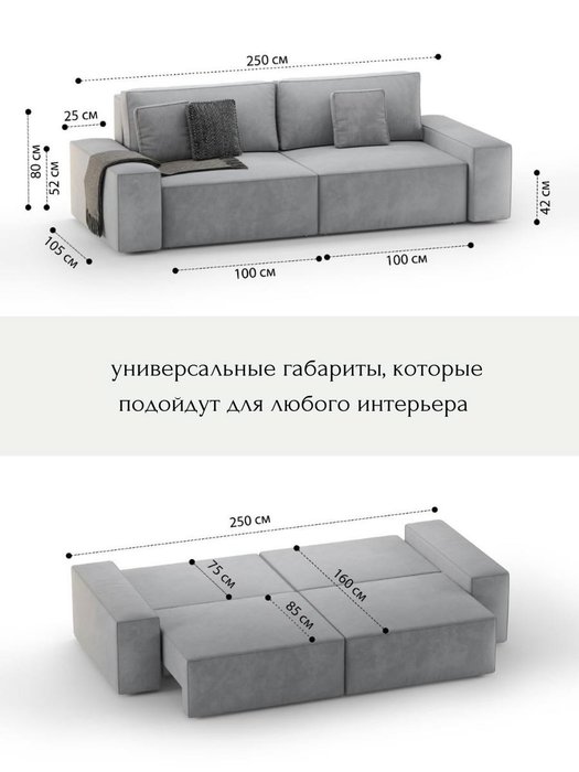 Диван модульный Формула серого цвета - лучшие Прямые диваны в INMYROOM