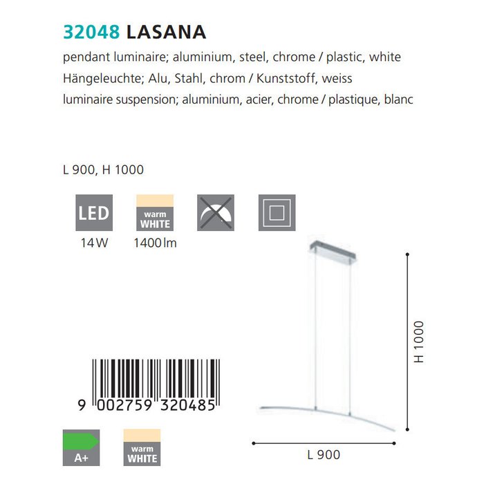 Подвесной светильник Lasana серо-белого цвета - лучшие Подвесные светильники в INMYROOM