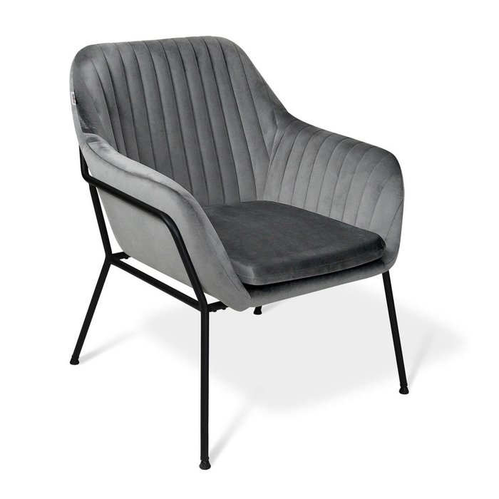 Кресло интерьерное с подлокотниками серого цвета