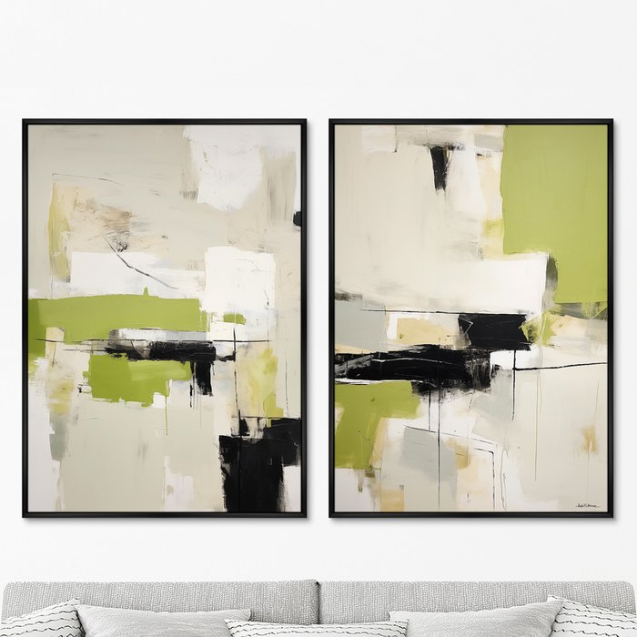 Набор из двух репродукций картин Landscape collection, In green, 2024г.
