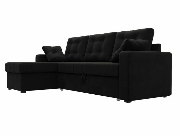 Угловой диван-кровать Камелот черного цвета левый угол - лучшие Угловые диваны в INMYROOM