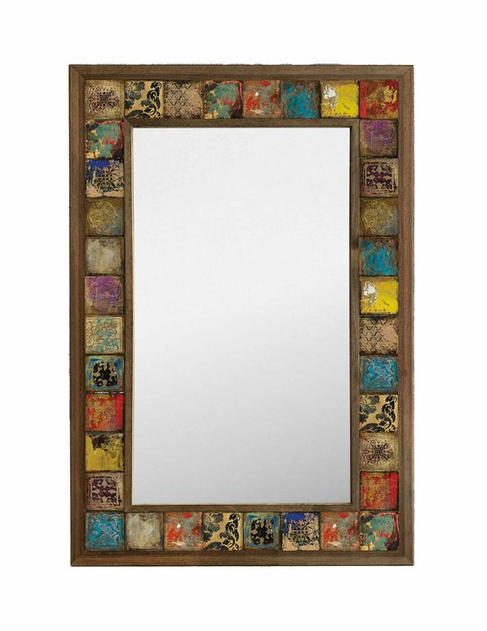 Настенное зеркало с каменной мозаикой 43x63 коричневого цвета