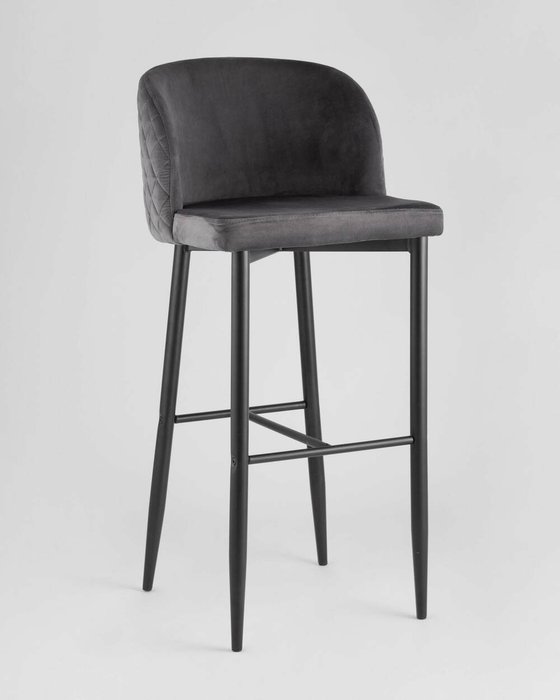 Барный стул Оскар вельвет серый стальные черные ножи - купить Барные стулья по цене 11990.0