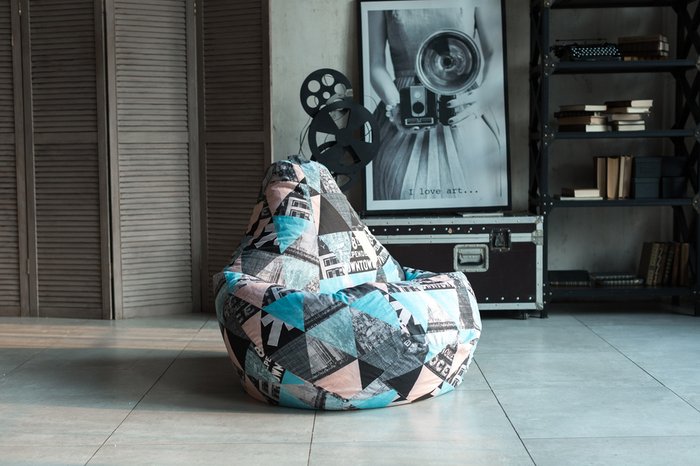 Кресло-мешок груша Style L серо-бирюзового цвета - купить Бескаркасная мебель по цене 2890.0