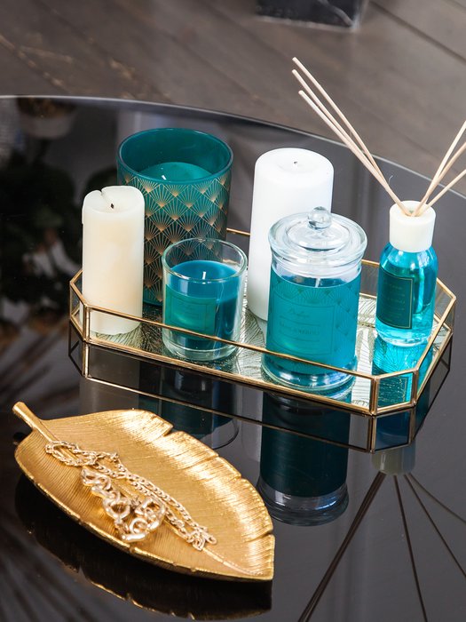Ароматическая свеча Basil & Neroli в стекле бирюзового цвета - купить Ароматы для дома по цене 549.0