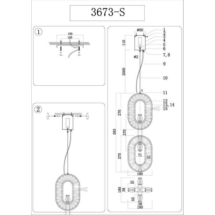 Люстра Newport 3670 3673/S champagne gold - лучшие Подвесные светильники в INMYROOM