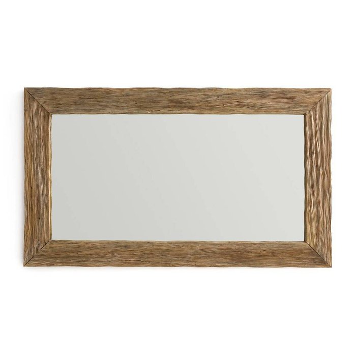 Зеркало прямоугольное из массива тика Ghana коричневого цвета - купить Настенные зеркала по цене 39650.0
