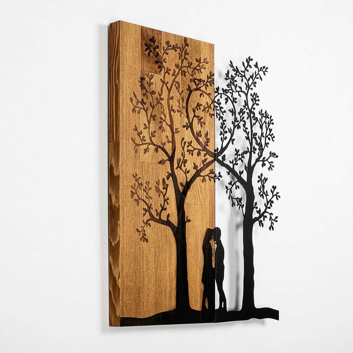 Настенный декор Деревья 45x58 коричнево-черного цвета