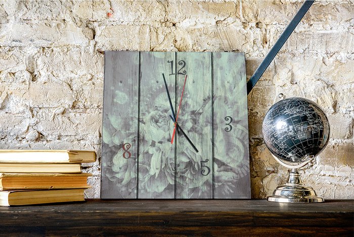 Настенные часы Время цветов из дерева из дерева 50х50 - купить Часы по цене 5490.0