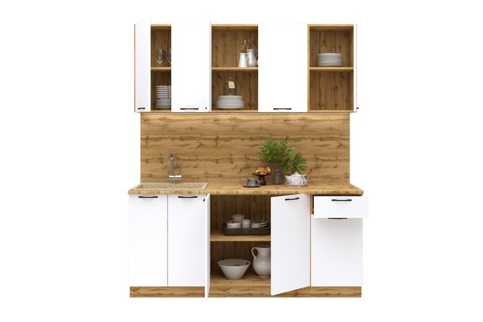 Кухня прямая Вивиан белого цвета 1.8 м со столешницей 26 мм - лучшие Кухонные гарнитуры в INMYROOM