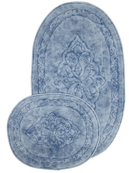 Набор из двух ковриков для ванной из хлопка голубого цвета