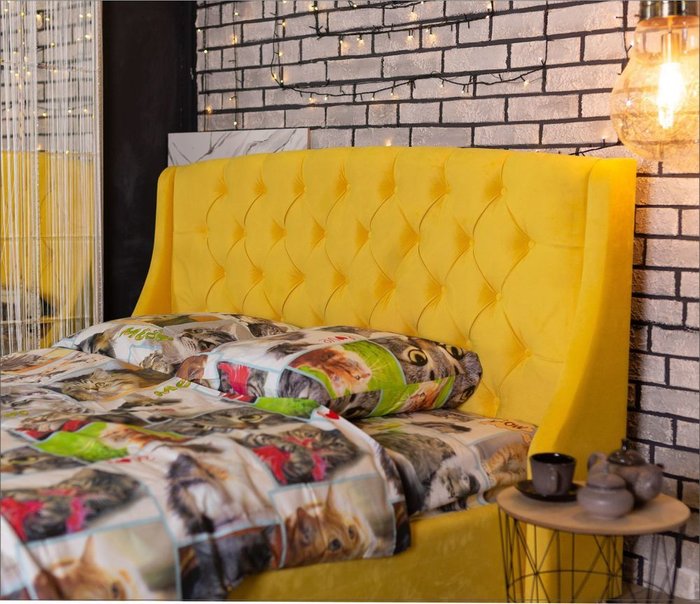 Кровать Stefani 180х200 желтого цвета с матрасом - лучшие Кровати для спальни в INMYROOM
