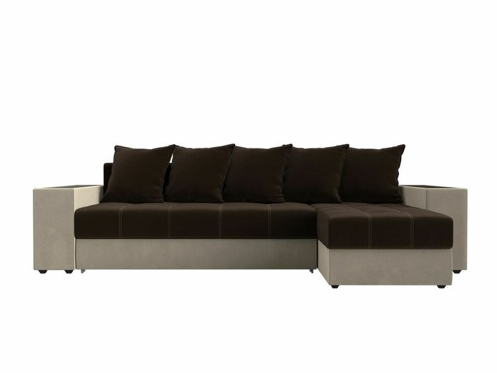 Угловой диван-кровать Дубай коричнево-бежевого цвета правый угол - купить Угловые диваны по цене 54999.0