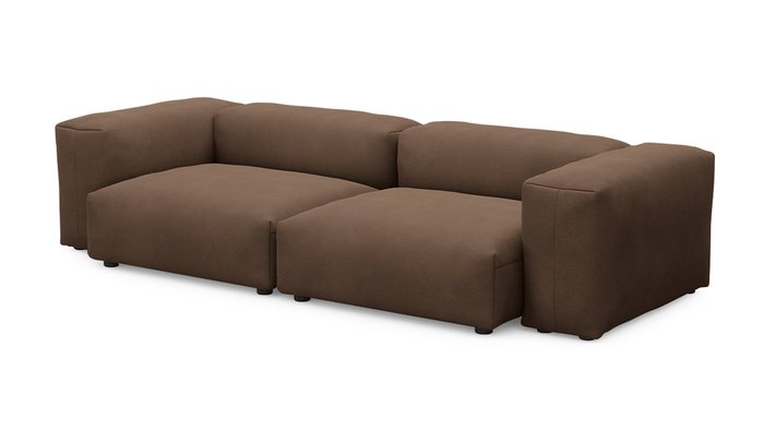 Прямой диван Фиджи двухсекционный коричневого цвета - купить Прямые диваны по цене 66700.0