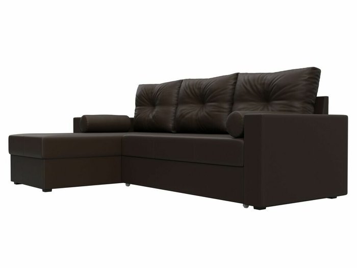 Угловой диван-кровать Верона коричневого цвета (экокожа) левый угол - лучшие Угловые диваны в INMYROOM