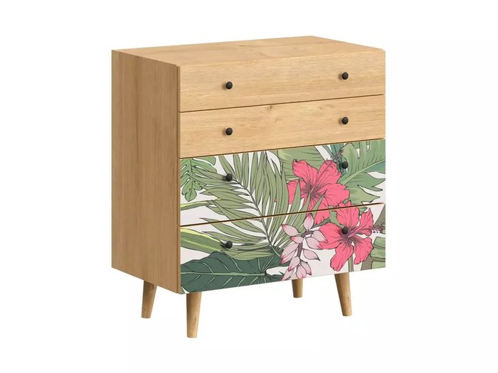 Комод Frida с принтом Tropics на деревянных ножках - купить Комоды по цене 29900.0